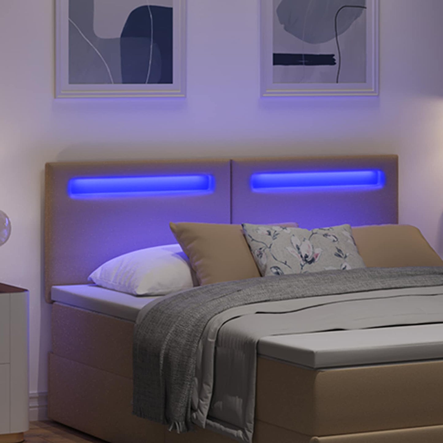 LED sengegavl Cappuccino 160 cm Faux læder
