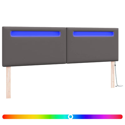 LED sengegavl Grå 180 cm Faux læder