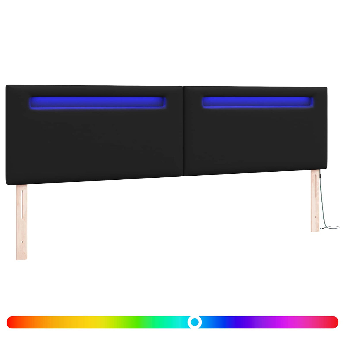 LED sengegavl Sort Faux læder