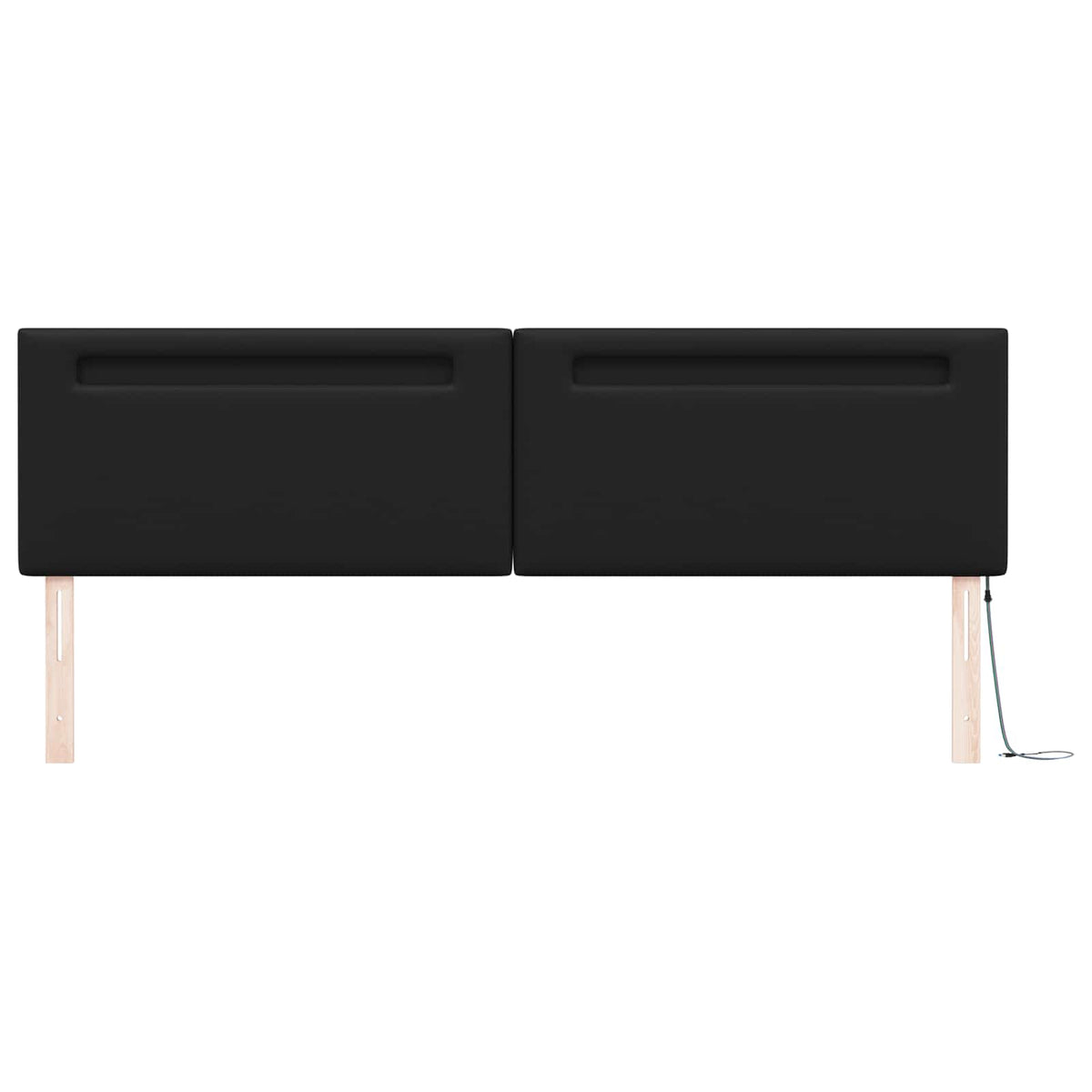 LED sengegavl Sort Faux læder