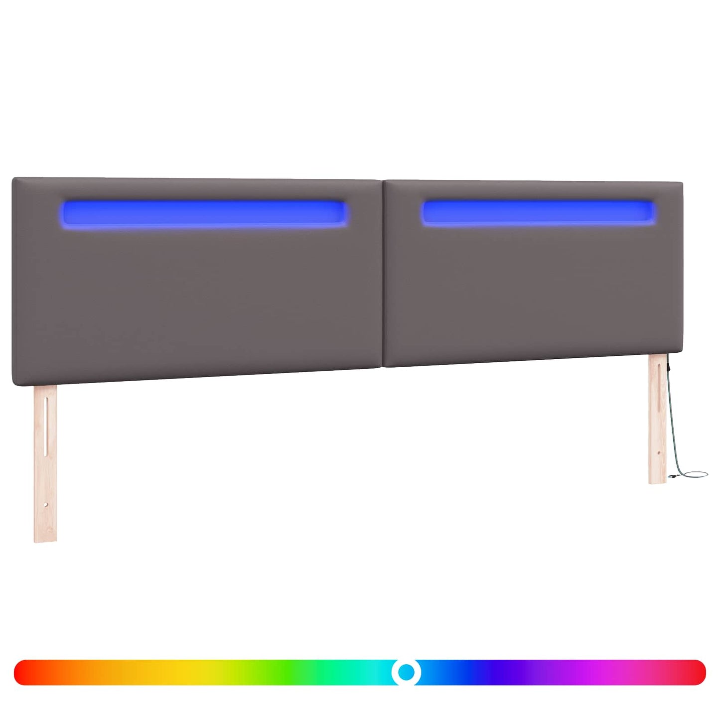 LED sengegavl Grå Faux læder