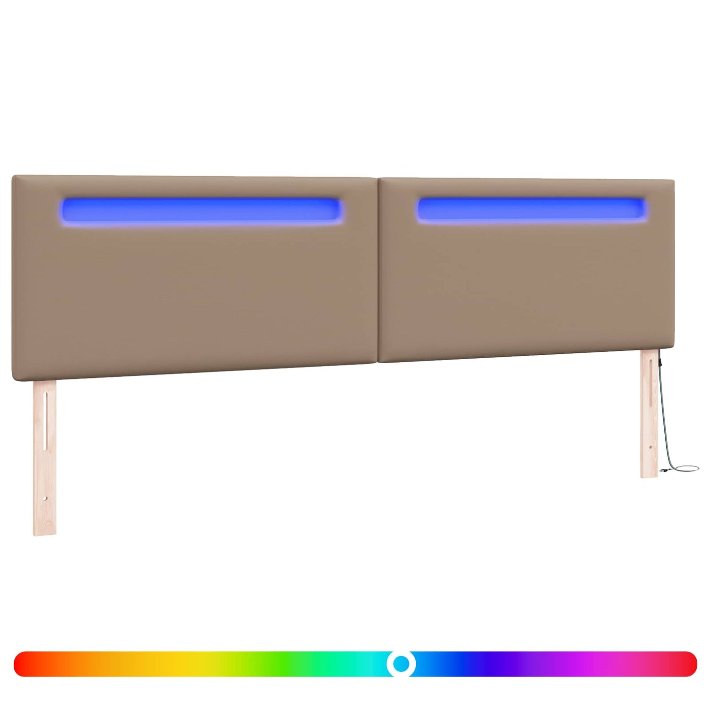 LED sengegavl Cappuccino Faux læder