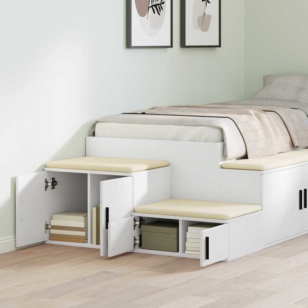 Opbevaringsskab 2 stk. Hvid 127 x 41 x 40 cm Konstrueret træ