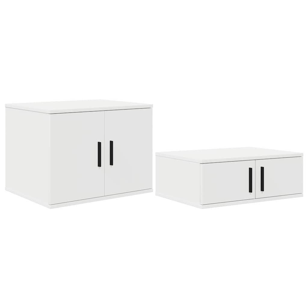 Opbevaringsskab 2 stk. Hvid 127 x 41 x 40 cm Konstrueret træ