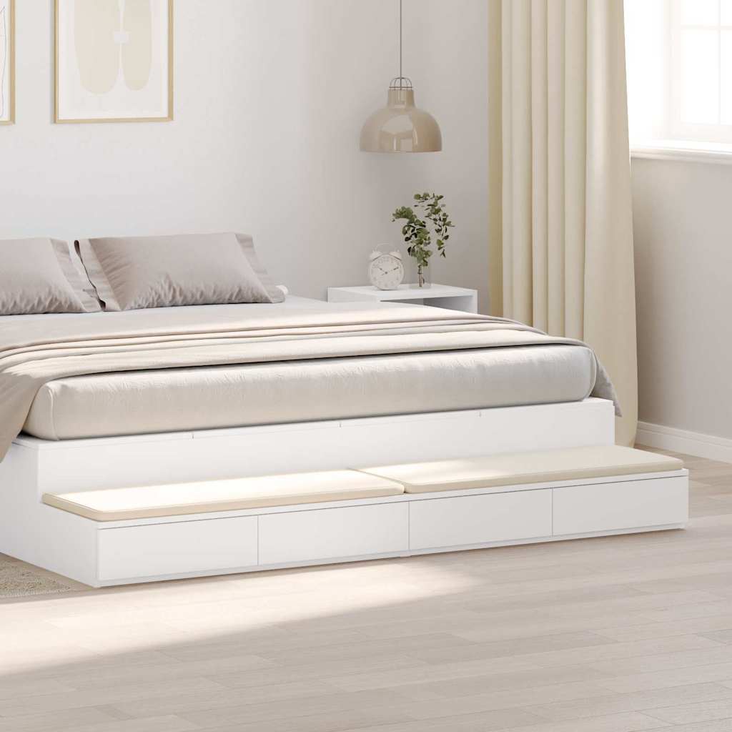Sengeskuffer Hvid 200 x 36,5 x 16,5 cm Konstrueret træ