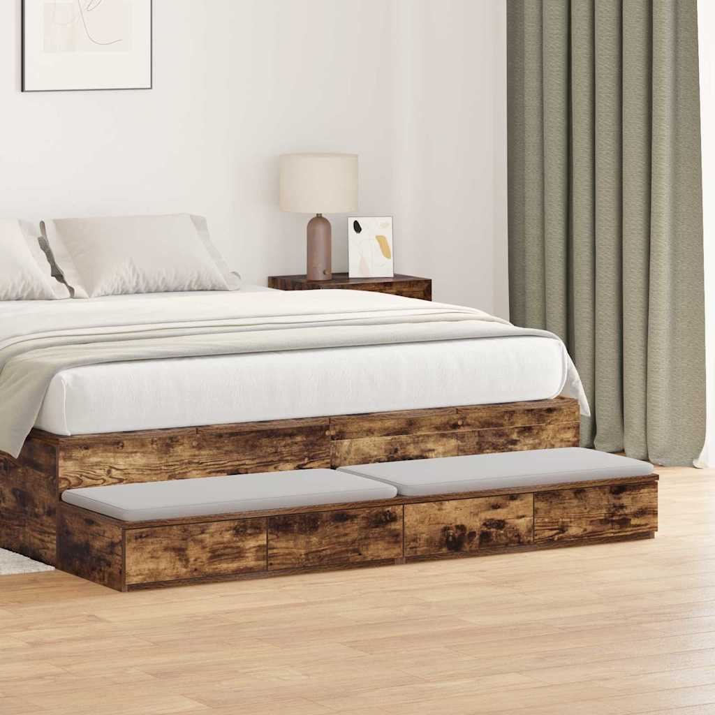 Sengeskuffer Røget eg 140 x 36,5 x 16,5 cm Konstrueret træ