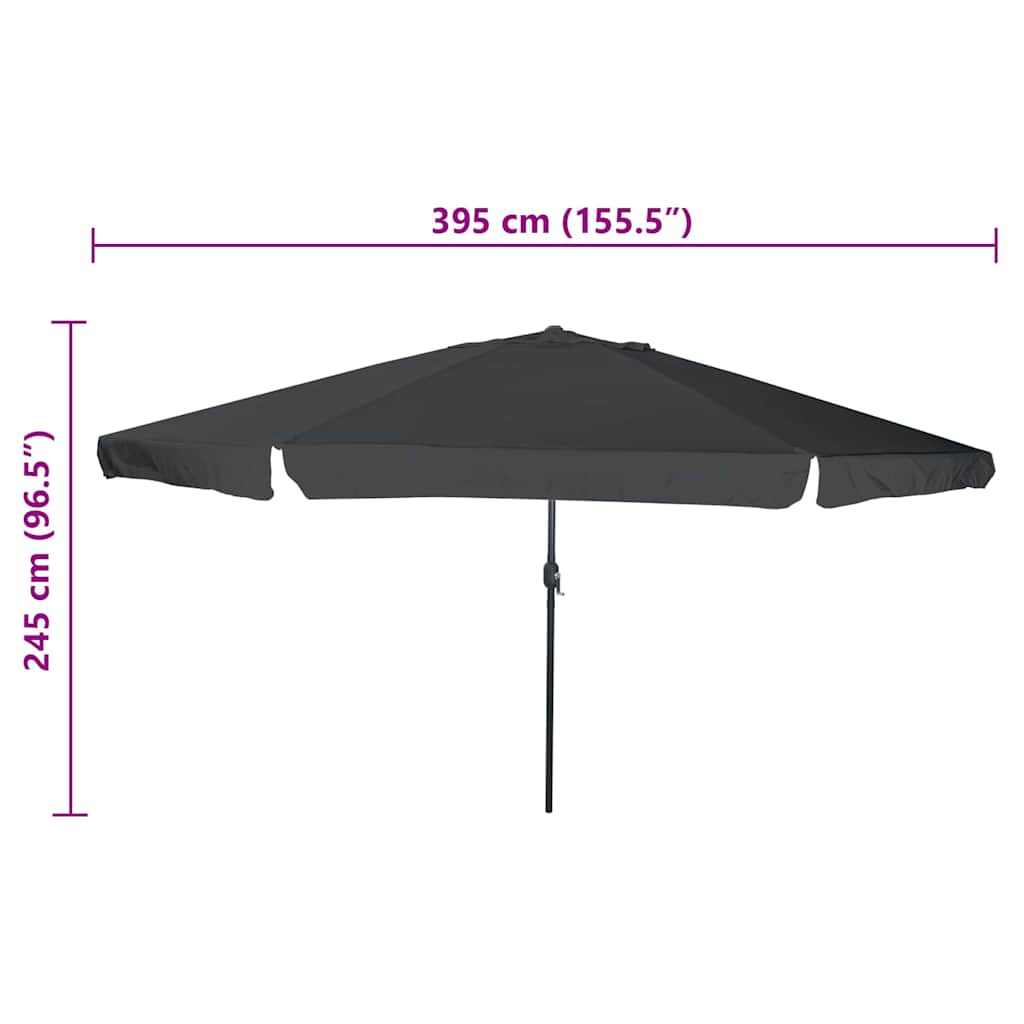Havesol Antracit 394 x 394 x 248 cm Polyester og Stål