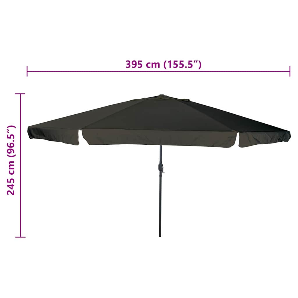 Havesol Sort 394 x 394 x 248 cm Polyester og Stål