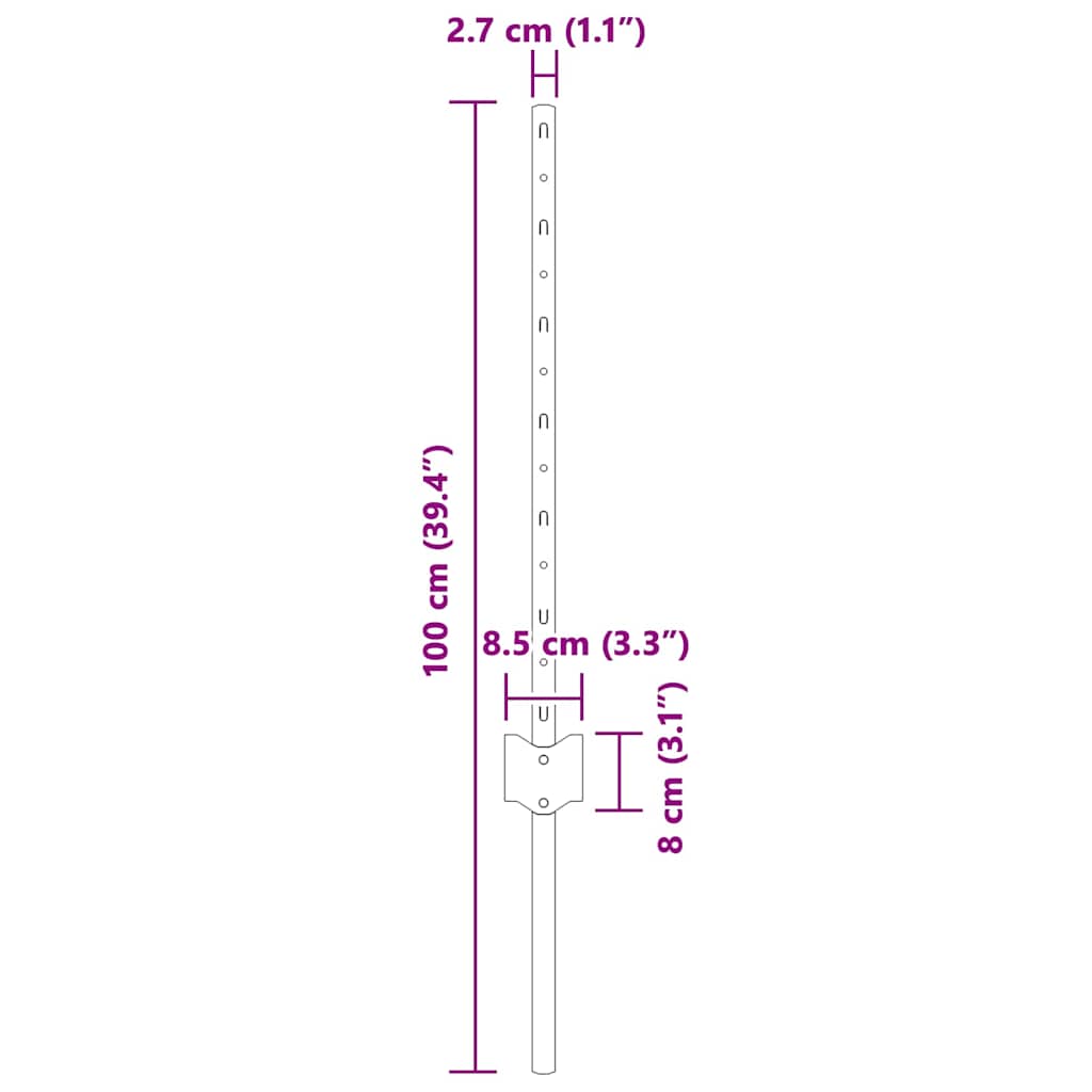 Einbetonierter Zaunpfosten 22 stk. Grøn 100 cm