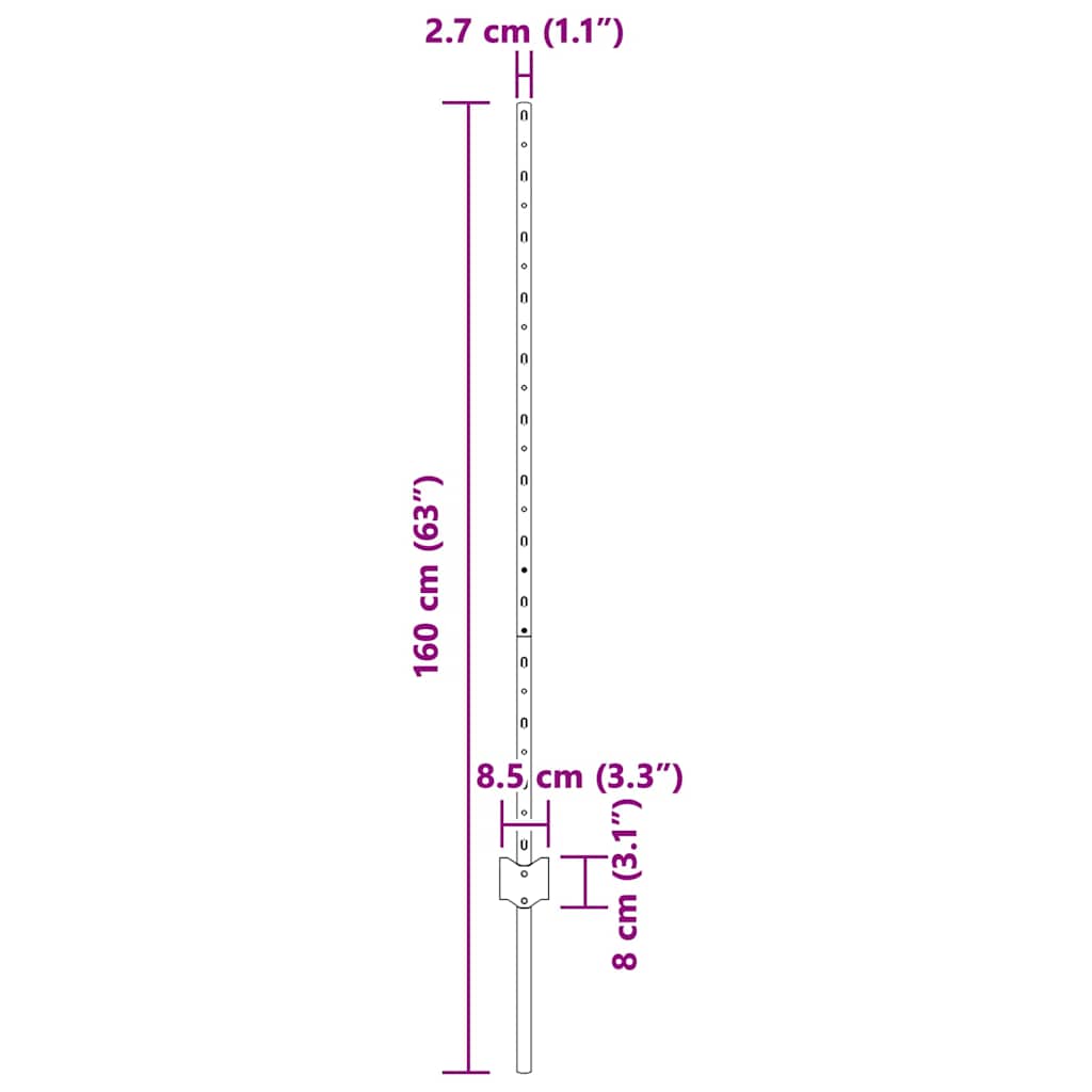 Einbetonierter Zaunpfosten 44 stk. Grøn 160 cm
