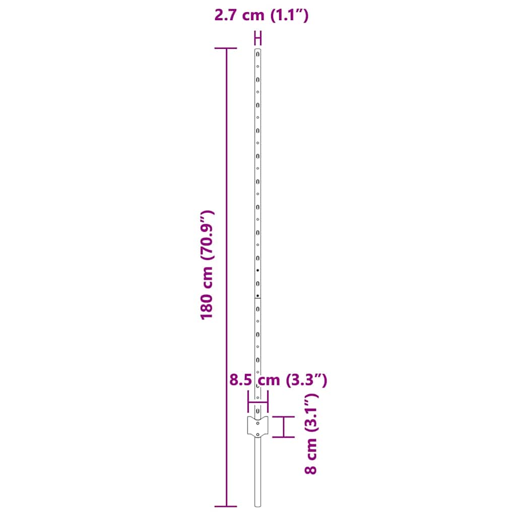 Einbetonierter Zaunpfosten 22 stk. Grøn 180 cm