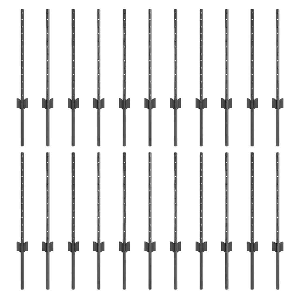 Einbetonierter Zaunpfosten 22 stk. Grå 100 cm