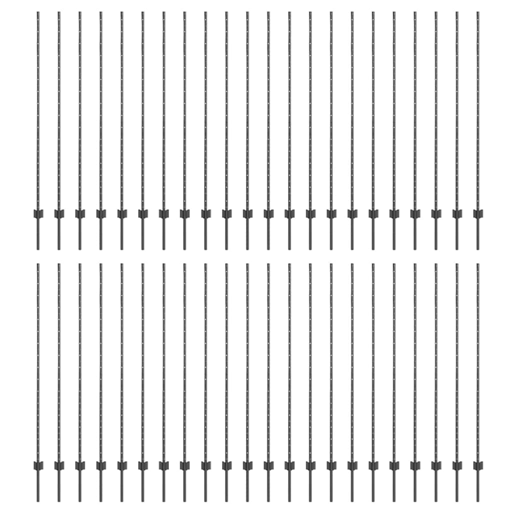 Einbetonierter Zaunpfosten 44 stk. Grå 200 cm