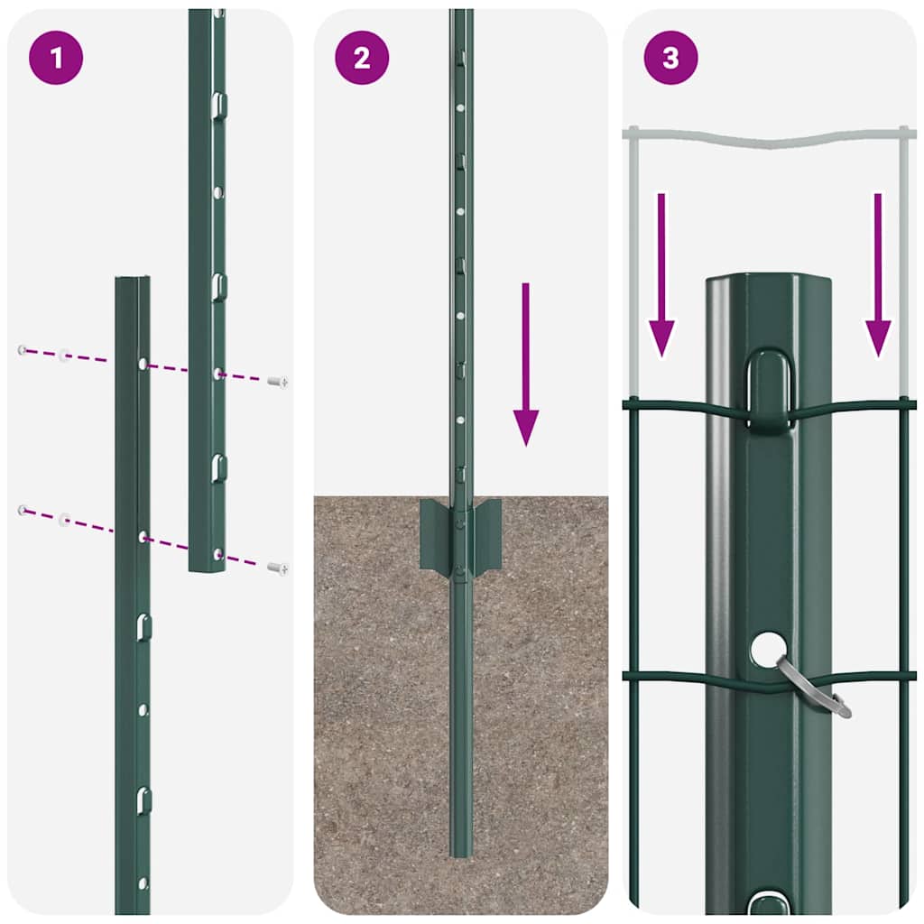Eurohegn med stolpe 10 x 1 m PVC-belagt stål Grøn Mesh