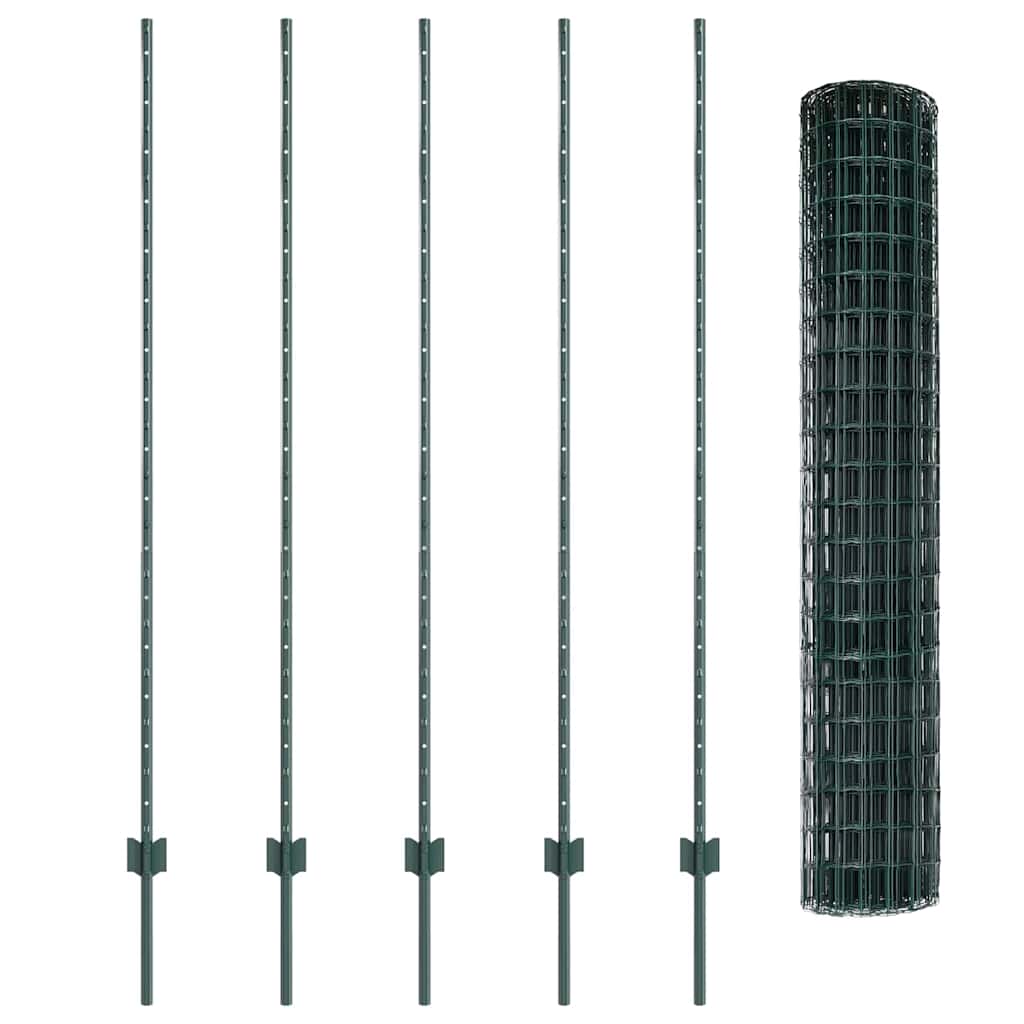 Eurohegn med stolpe 10 x 1,6 m PVC-belagt stål Grøn Mesh