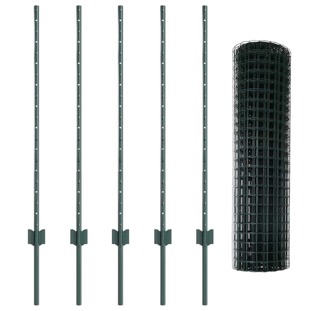 Eurohegn med stolpe 10 x 1 m PVC-belagt stål Grøn Mesh
