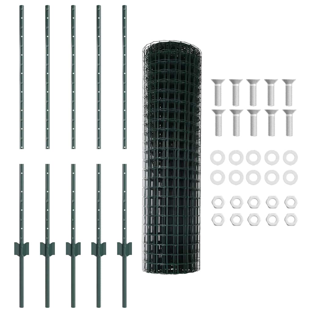 Eurohegn med stolpe 10 x 1 m PVC-belagt stål Grøn Mesh