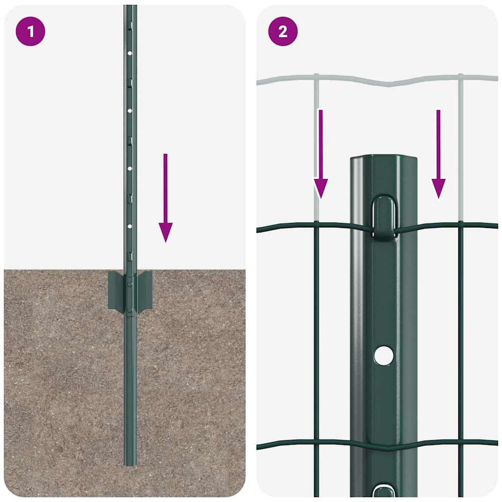 Eurohegn med stolpe 25 x 0,6 m PVC-belagt stål Grøn Mesh