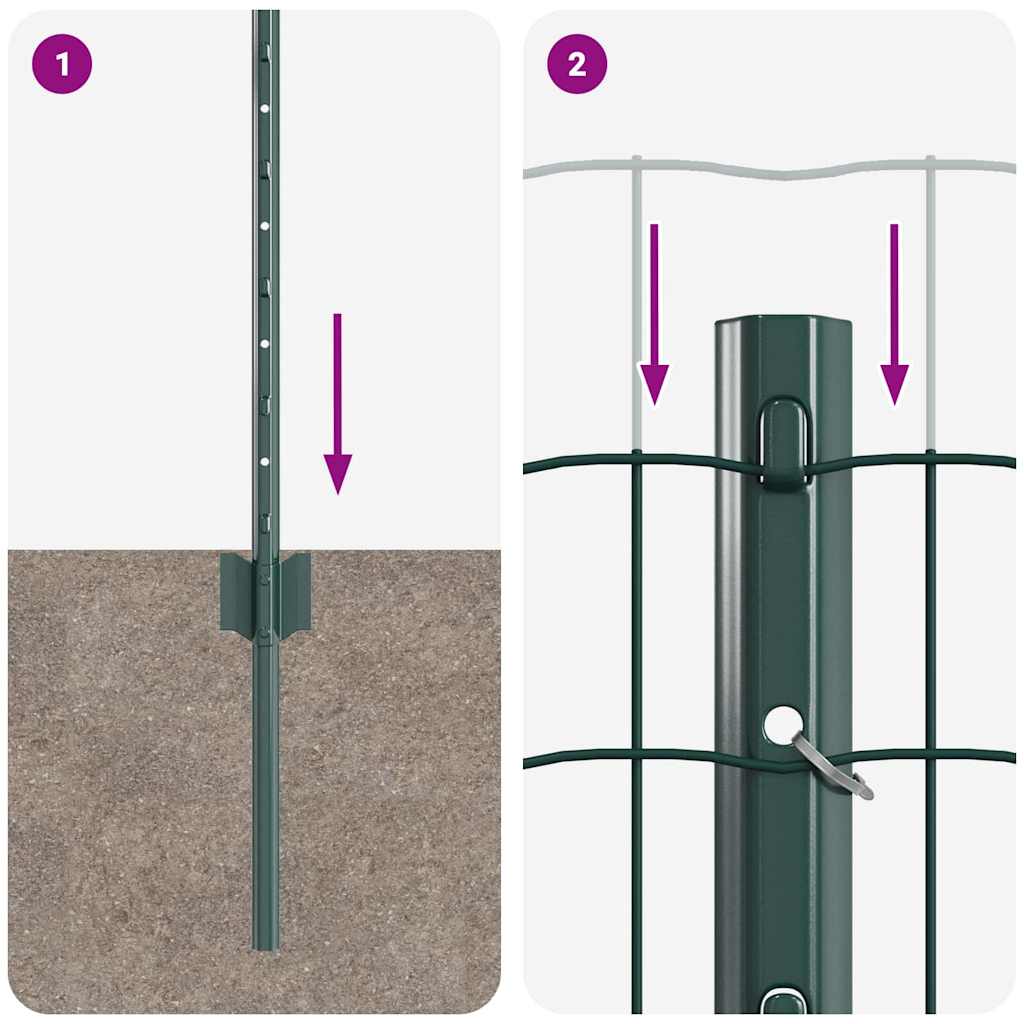Eurohegn med stolpe 25 x 0,6 m PVC-belagt stål Grøn Mesh