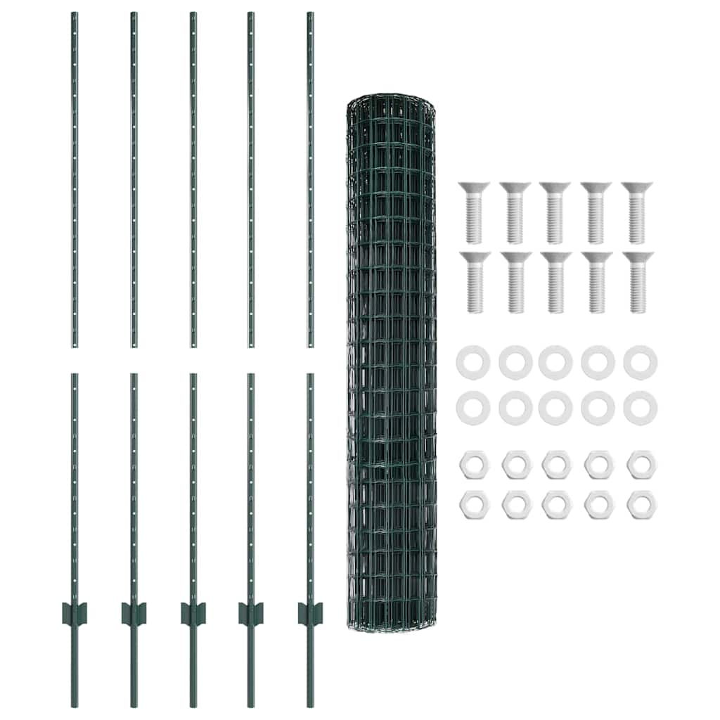 Eurohegn med stolpe 10 x 1,6 m PVC-belagt stål Grøn Mesh