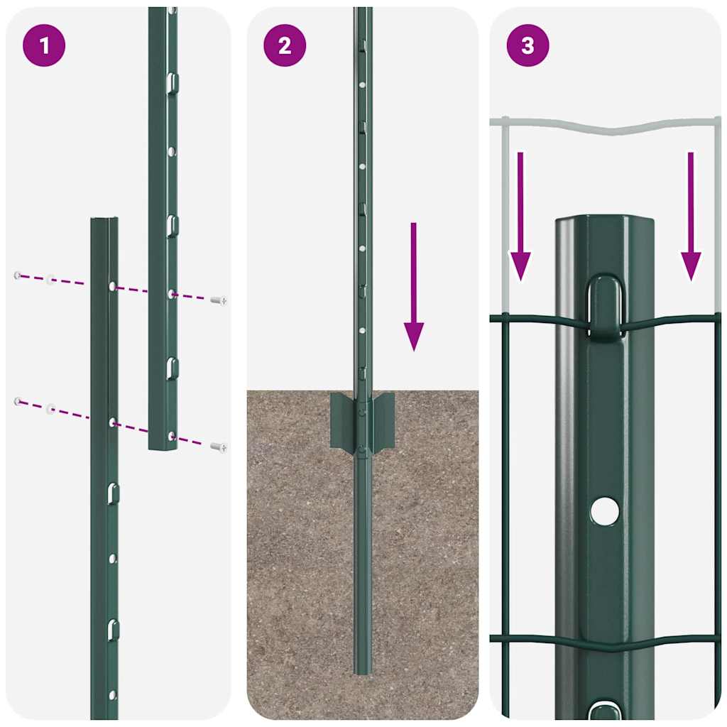 Eurohegn med stolpe 25 x 1,2 m PVC-belagt stål Grøn Mesh