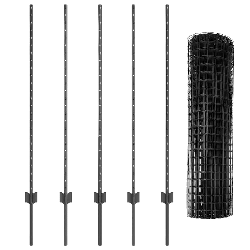 Eurohegn med stolpe 10 x 1,2 m PVC-belagt stål Grå Mesh