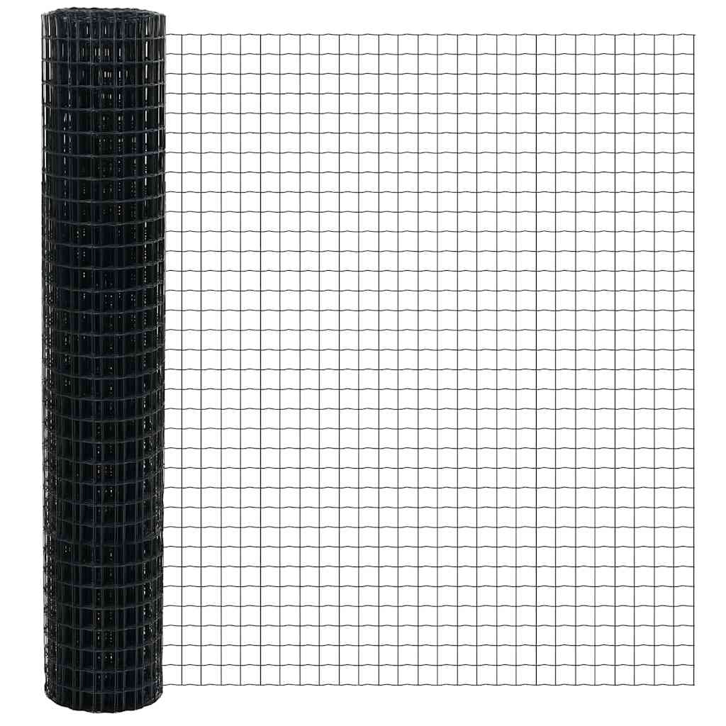 Eurohegn med stolpe 10 x 1,5 m PVC-belagt stål Grå Mesh