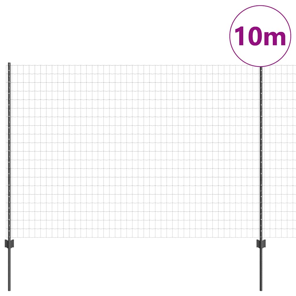Eurohegn med stolpe 10 x 1,5 m PVC-belagt stål Grå Mesh