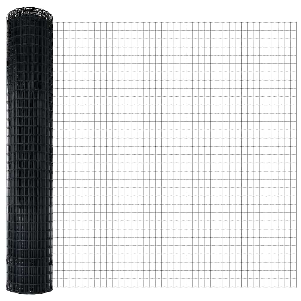 Eurohegn med stolpe 10 x 1,6 m PVC-belagt stål Grå Mesh
