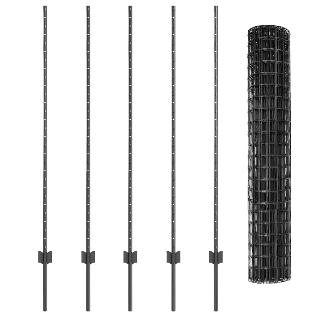 Eurohegn med stolpe 10 x 1,4 m PVC-belagt stål Grå Mesh