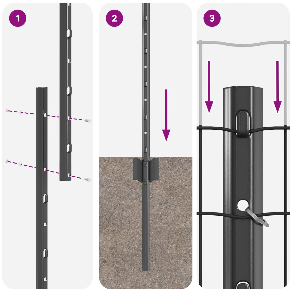 Eurohegn med stolpe 10 x 1,5 m PVC-belagt stål Grå Mesh