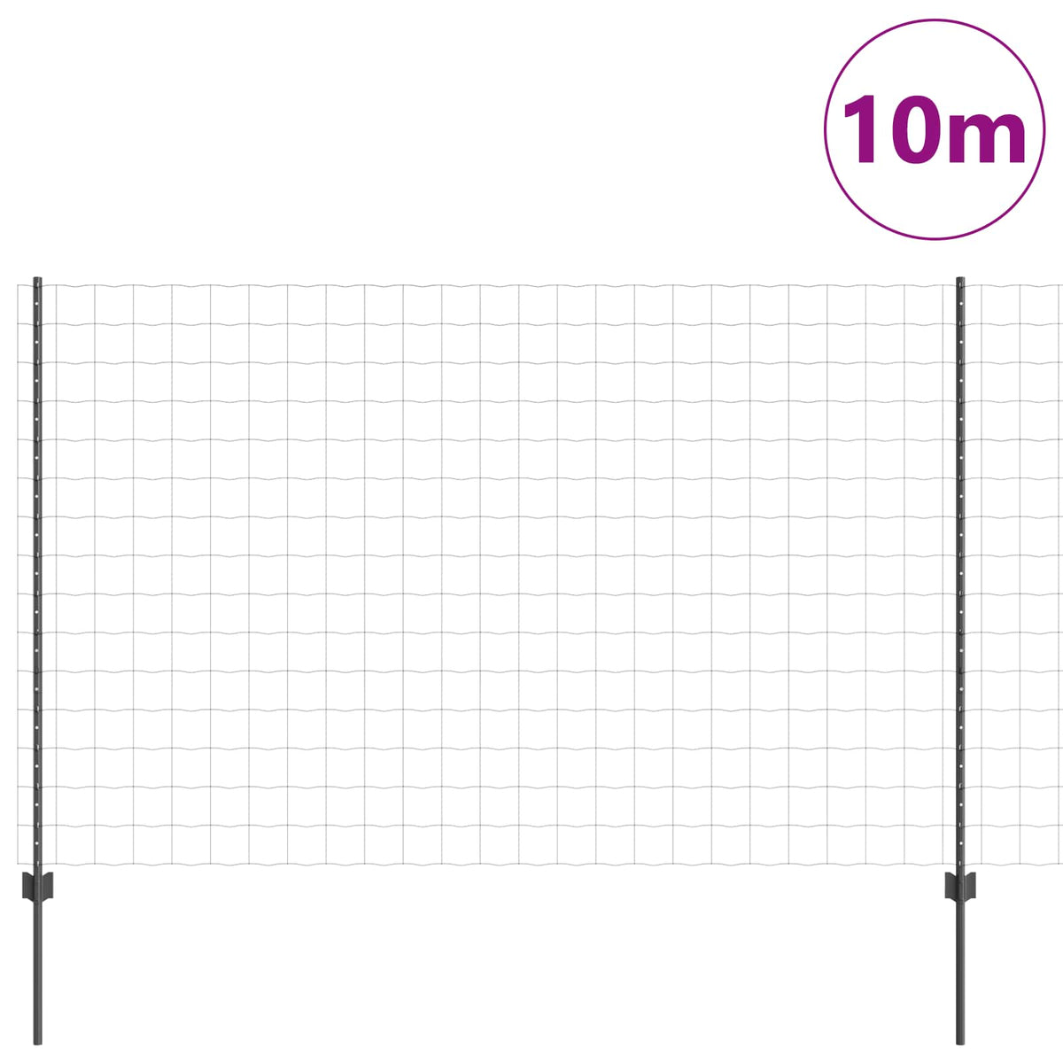 Eurohegn med stolpe 10 x 1,5 m PVC-belagt stål Grå Mesh