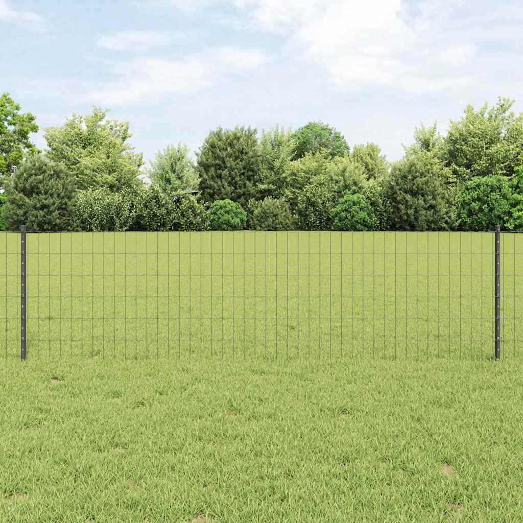 Eurohegn med stolpe 25 x 0,6 m PVC-belagt stål Grå Mesh