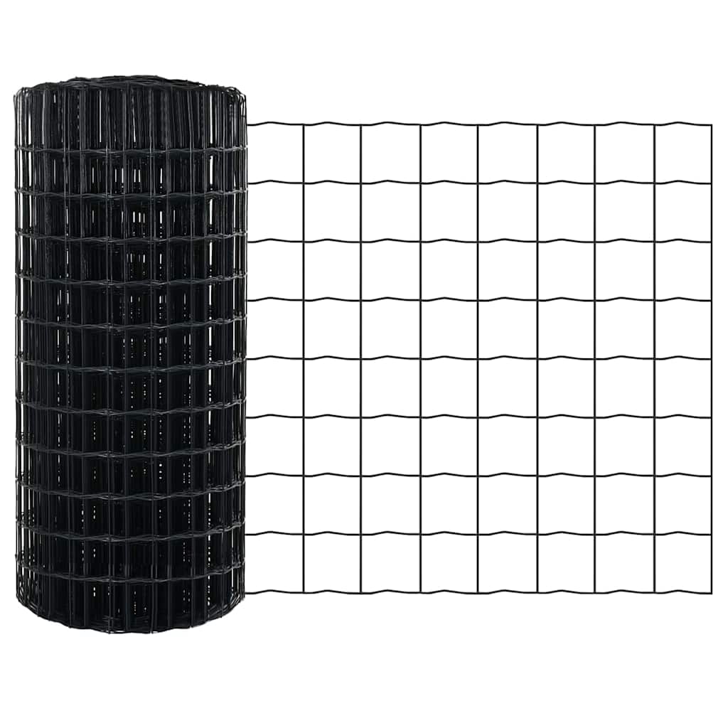 Eurohegn med stolpe 25 x 0,6 m PVC-belagt stål Grå Mesh