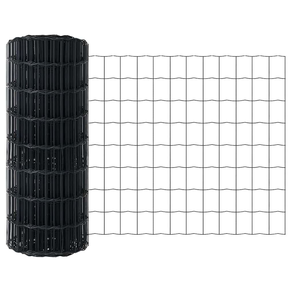 Eurohegn med stolpe 50 x 0,6 m PVC-belagt stål Grå Mesh