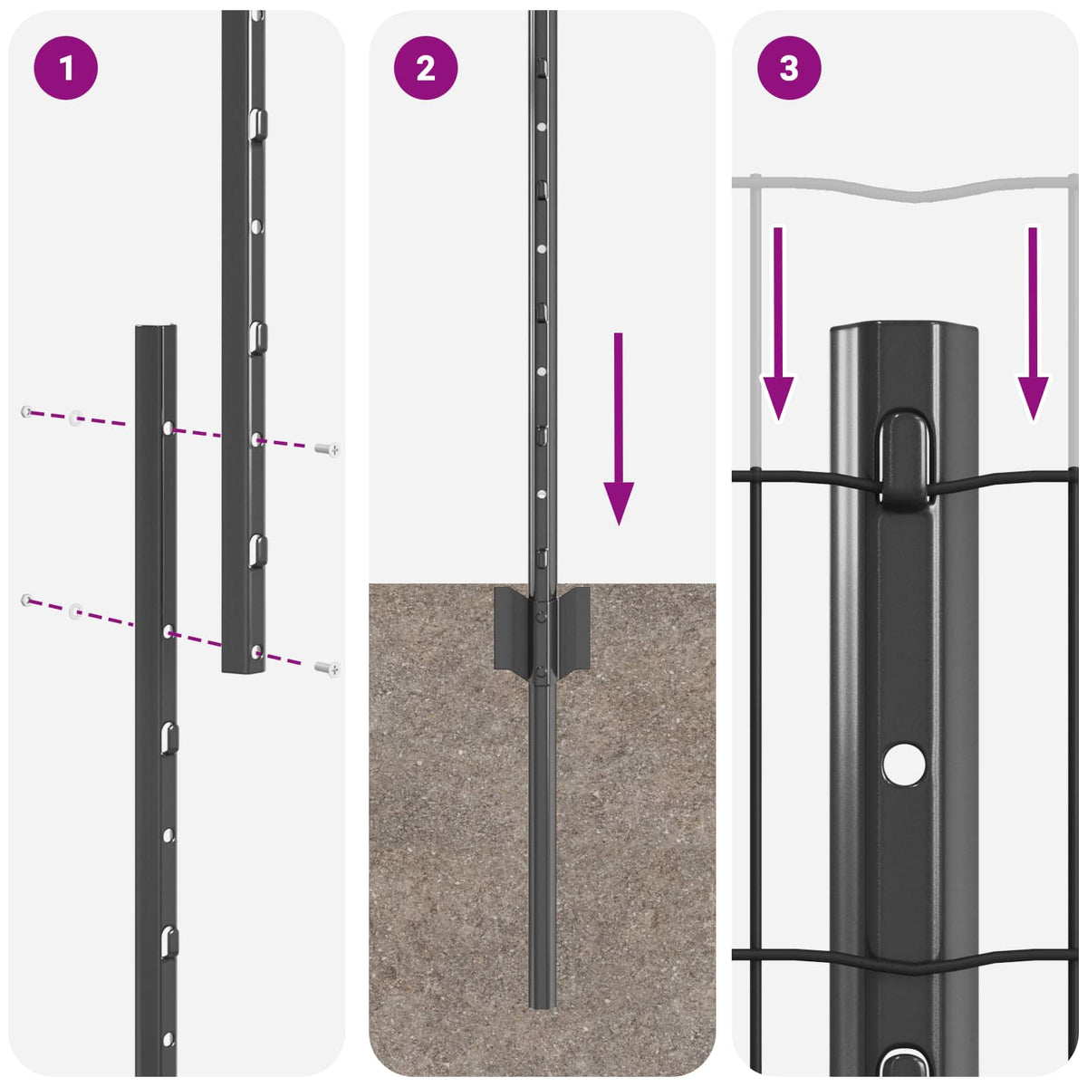 Eurohegn med stolpe 10 x 1,2 m PVC-belagt stål Grå Mesh