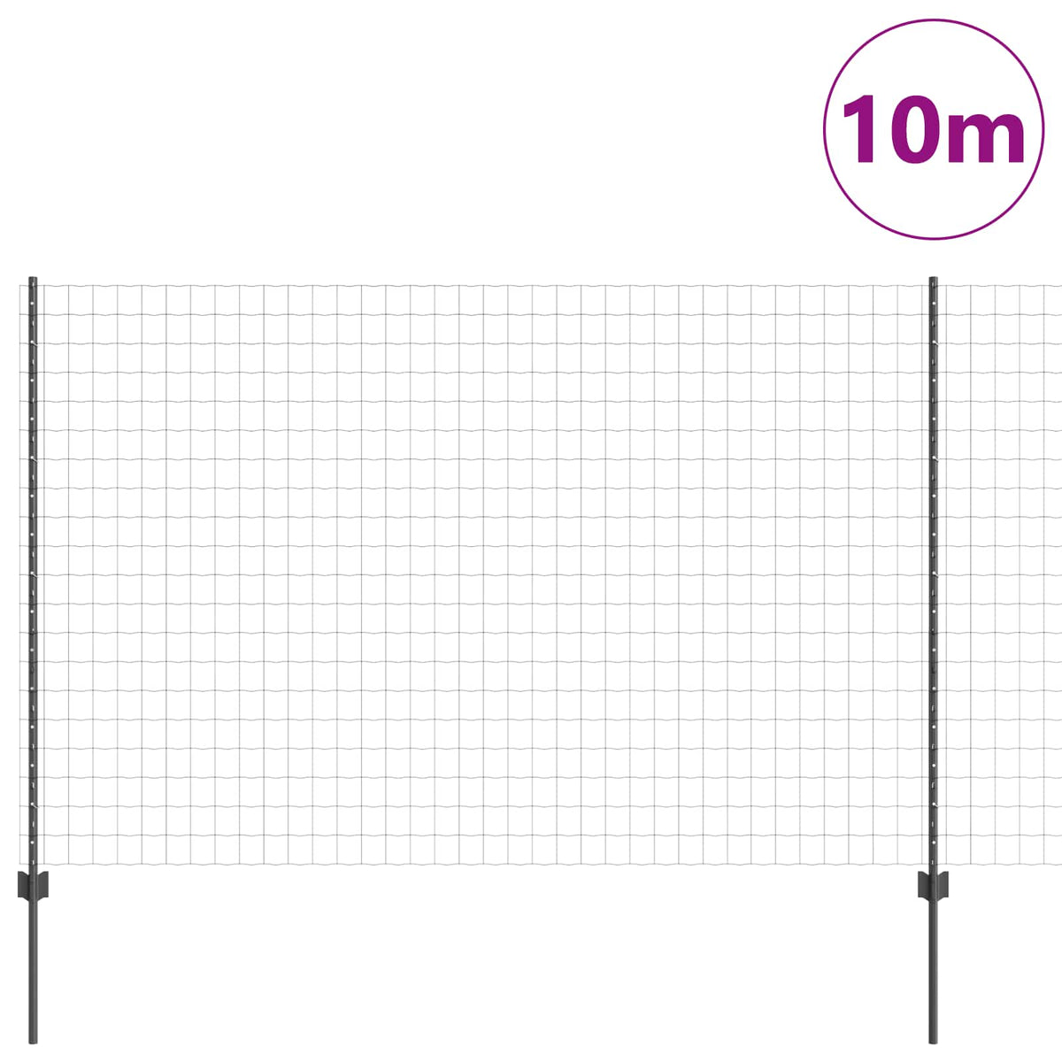 Eurohegn med stolpe 10 x 1,5 m PVC-belagt stål Grå Mesh