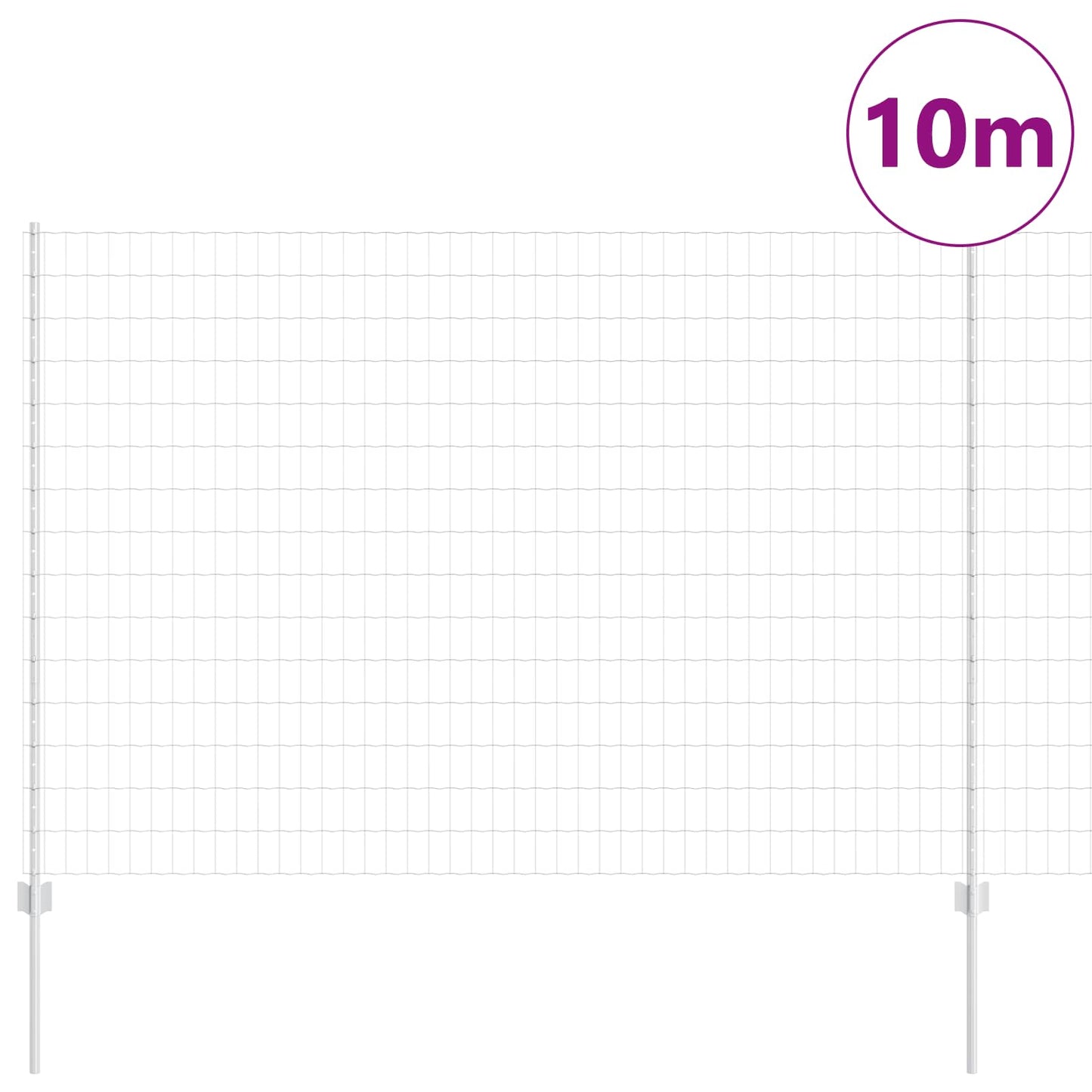 Eurohegn med stolpe 10 x 1,6 m Galvaniseret stål Sølv Mesh
