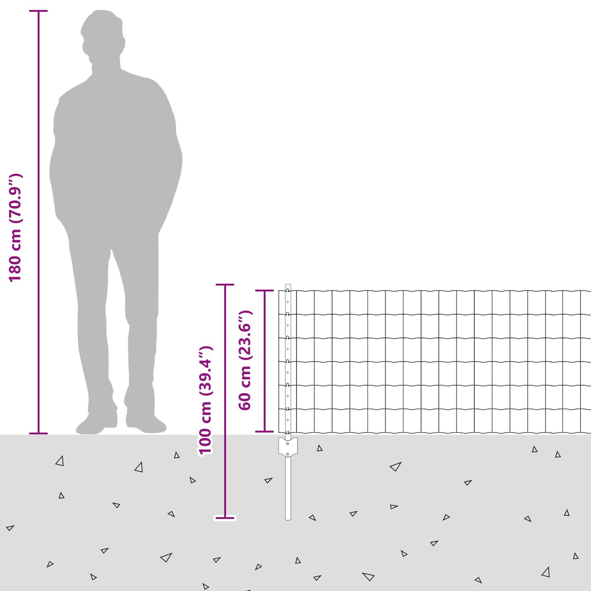Eurohegn med stolpe 10 x 0,6 m Galvaniseret stål Sølv Mesh