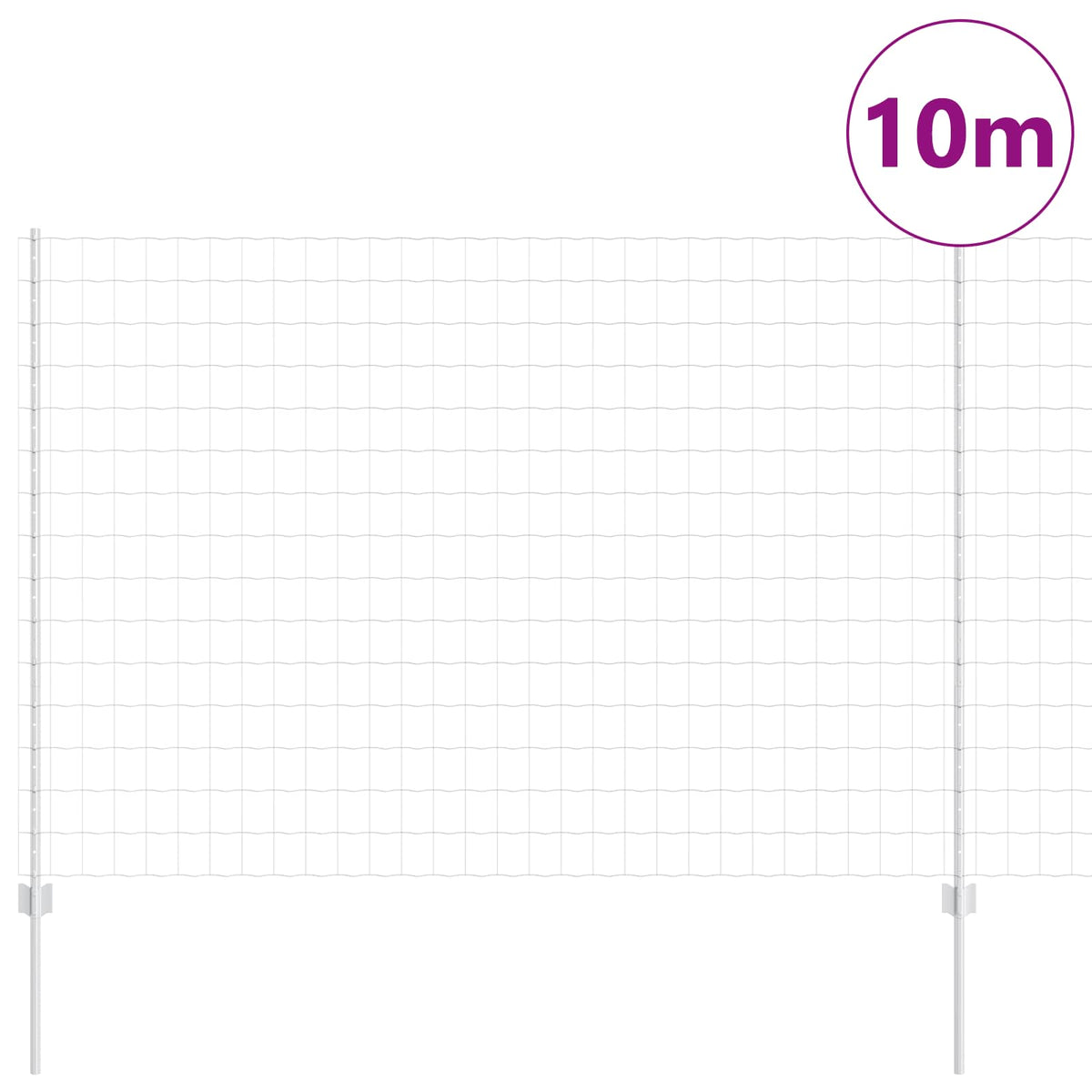 Eurohegn med stolpe 10 x 1,5 m Galvaniseret stål Sølv Mesh