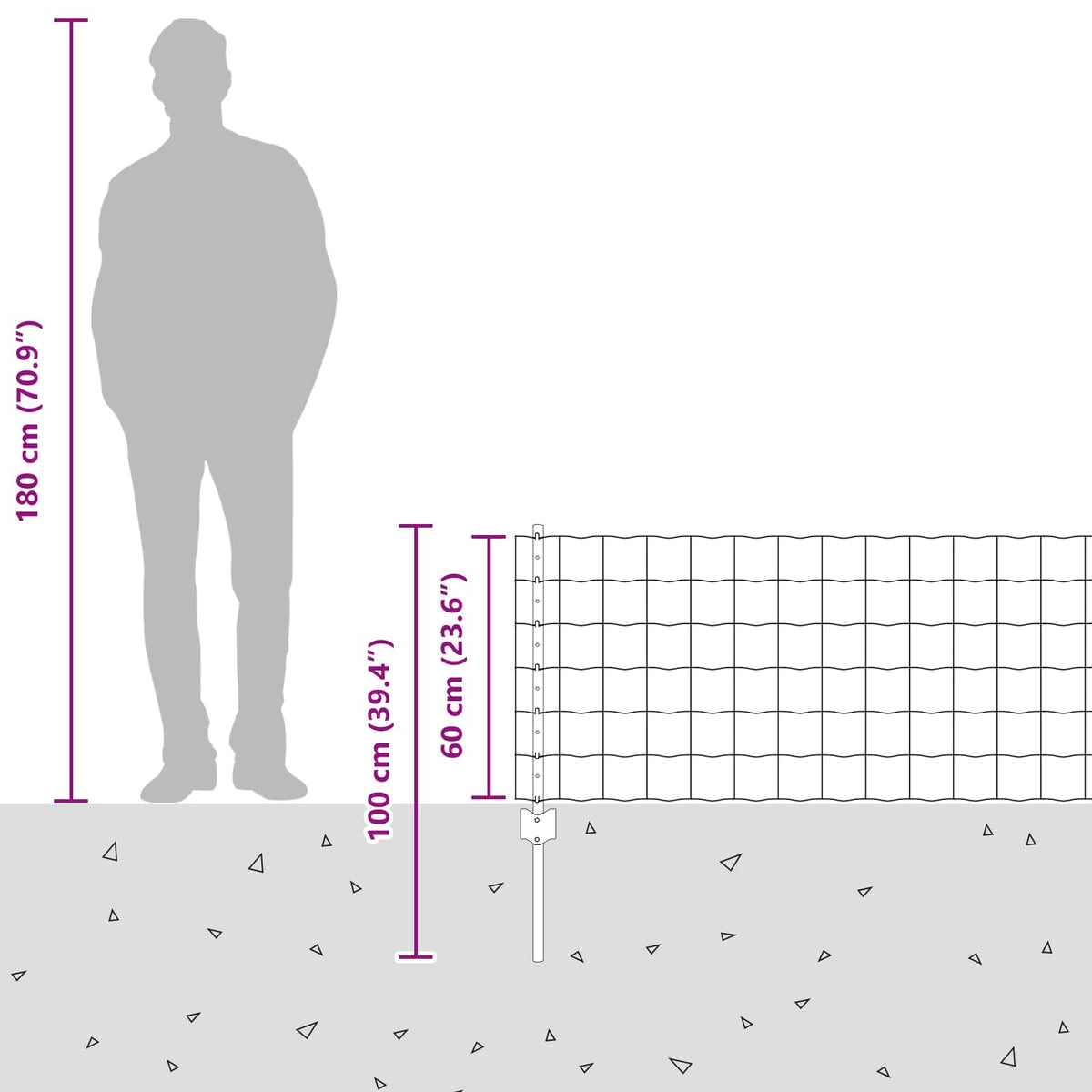 Eurohegn med stolpe 10 x 0,6 m Galvaniseret stål Sølv Mesh