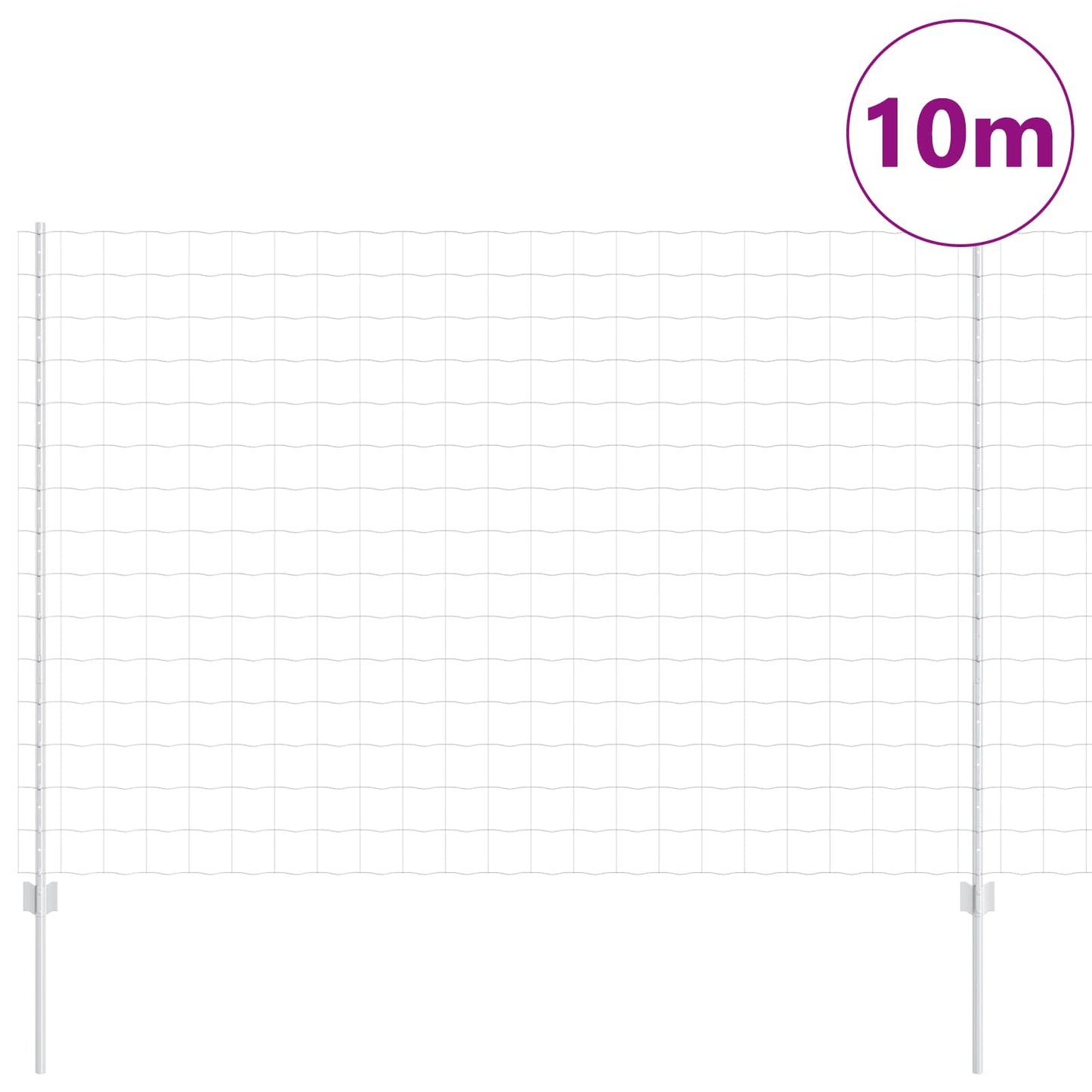 Eurohegn med stolpe 10 x 1,6 m Galvaniseret stål Sølv Mesh
