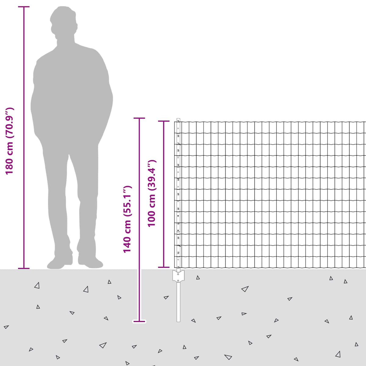 Eurohegn med stolpe 25 x 1 m Galvaniseret stål Sølv Mesh