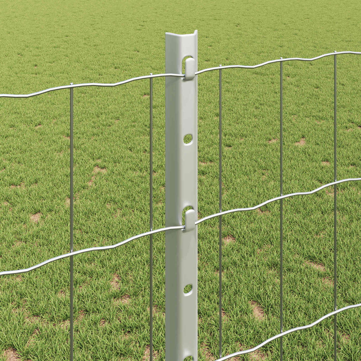 Eurohegn med stolpe 25 x 1,2 m Galvaniseret stål Sølv Mesh