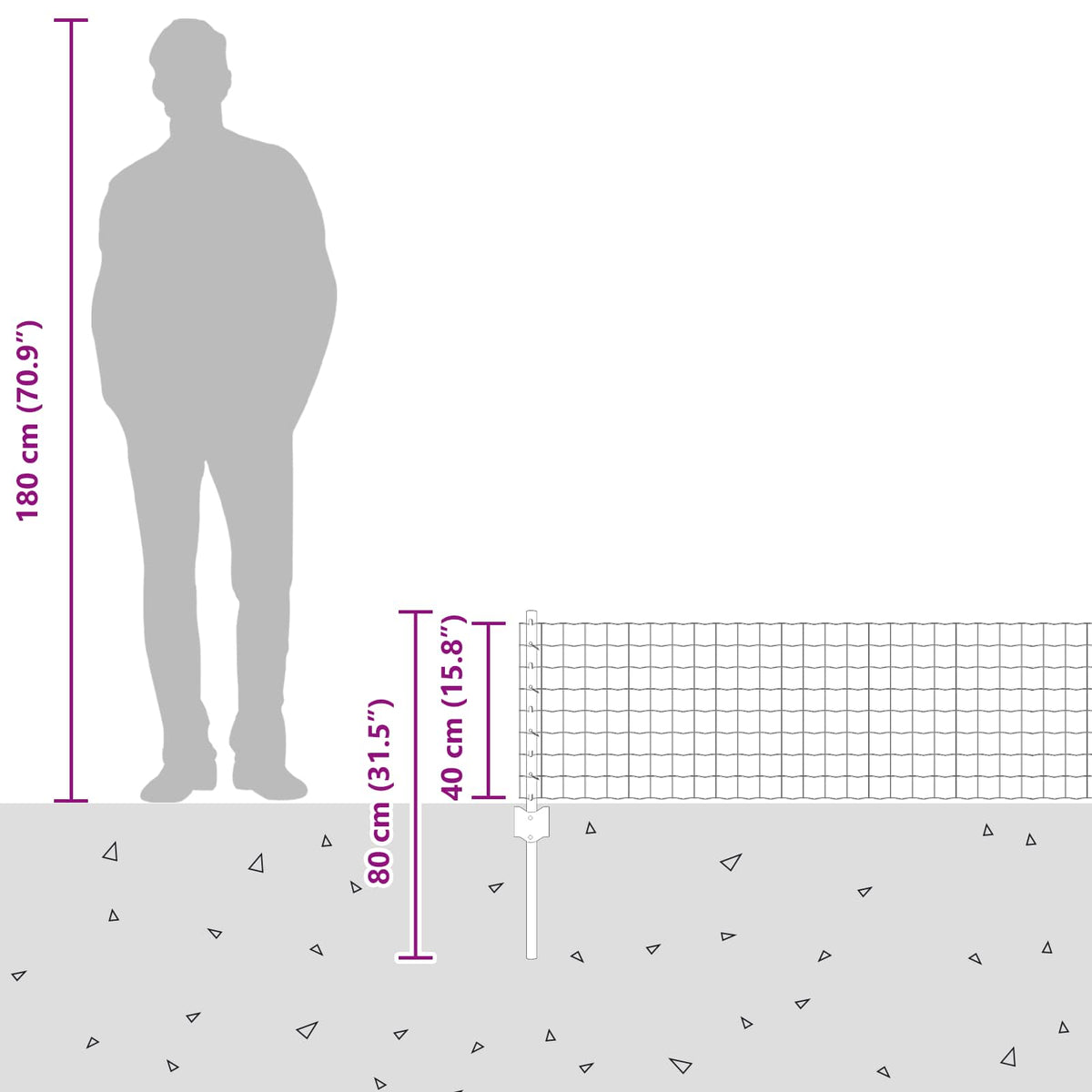 Eurohegn med stolpe 25 x 1 m Galvaniseret stål Sølv Mesh