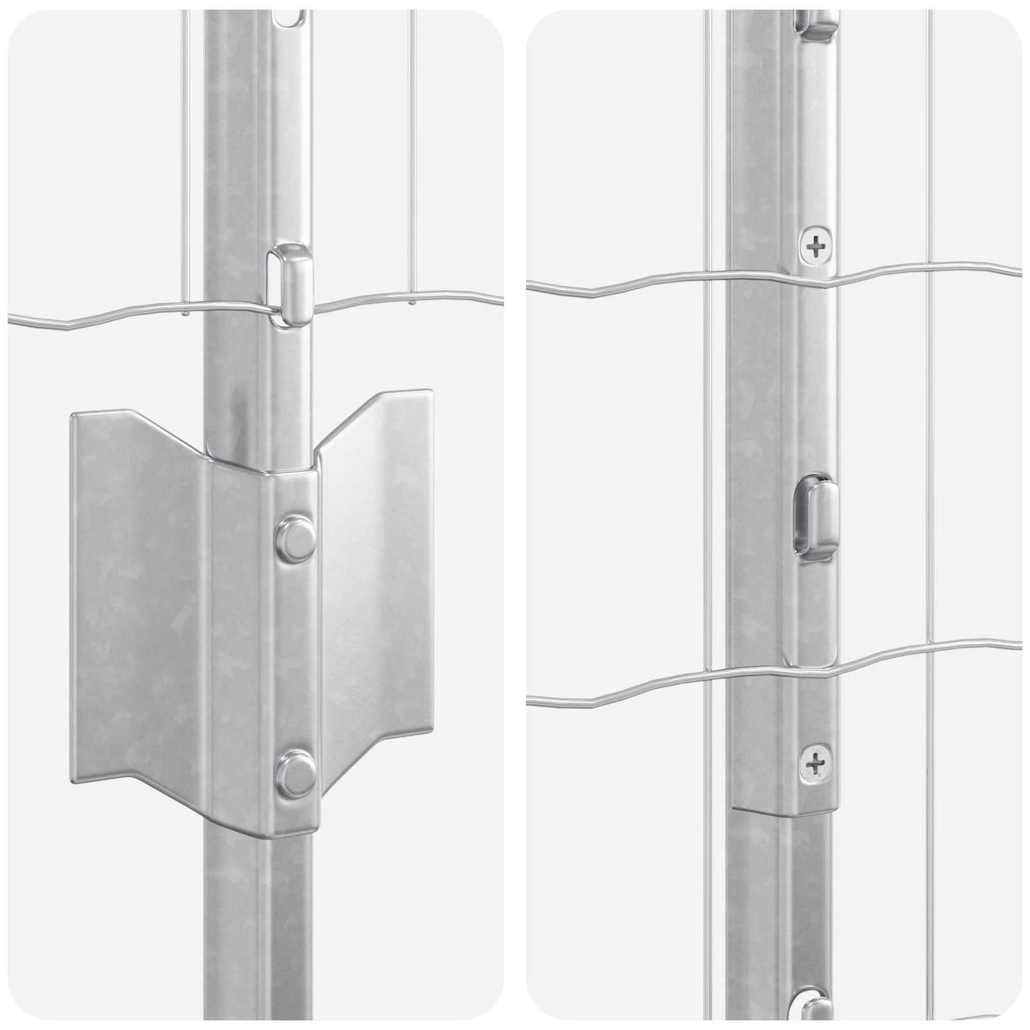 Eurohegn med stolpe 25 x 1,2 m Galvaniseret stål Sølv Mesh