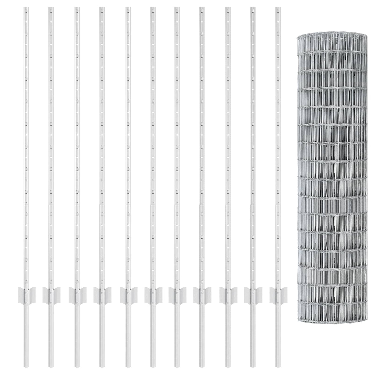 Eurohegn med stolpe 25 x 1,2 m Galvaniseret stål Sølv Mesh