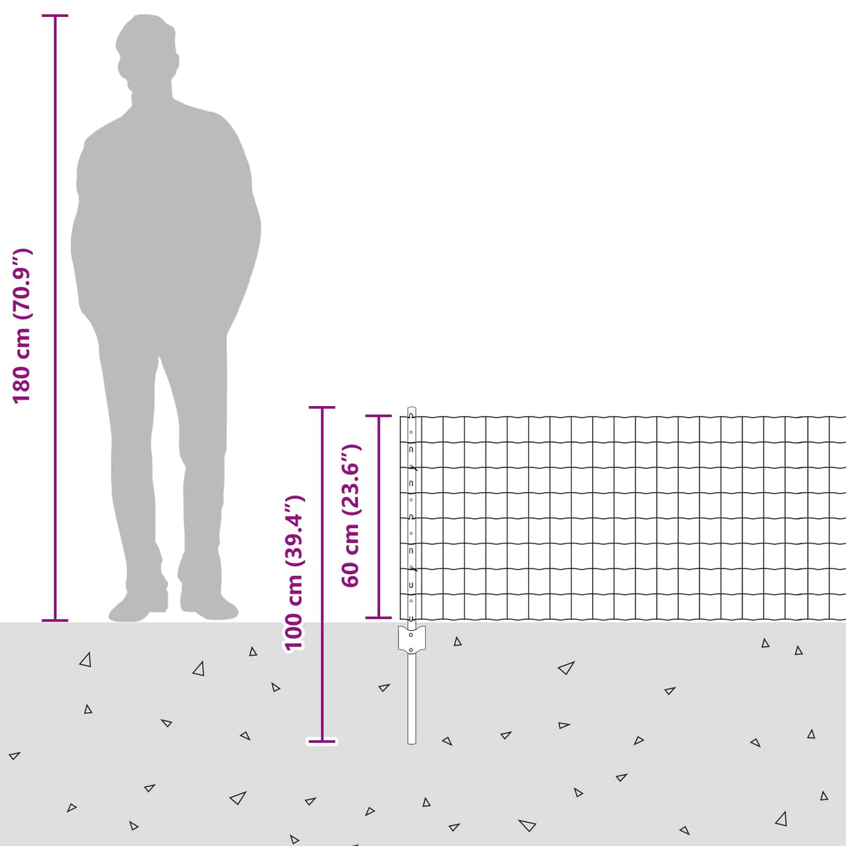 Eurohegn med stolpe 10 x 0,6 m Galvaniseret stål Sølv Mesh