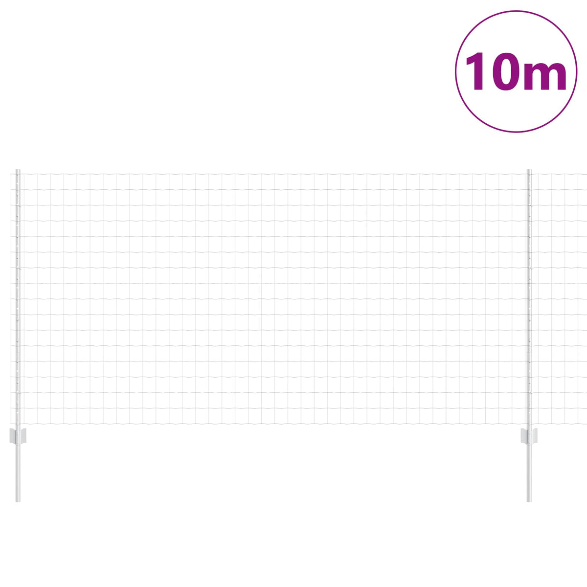 Eurohegn med stolpe 10 x 1,2 m Galvaniseret stål Sølv Mesh