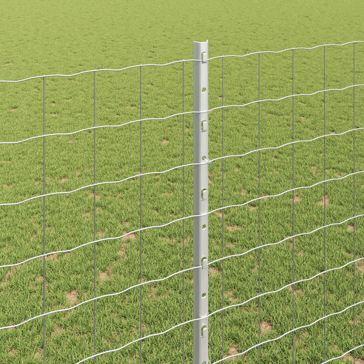 Eurohegn med stolpe 10 x 1,5 m Galvaniseret stål Sølv Mesh